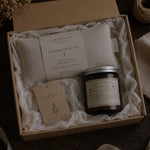 Load image into Gallery viewer, Karsten &amp; Co lavender eye pillow and candle set in a box
