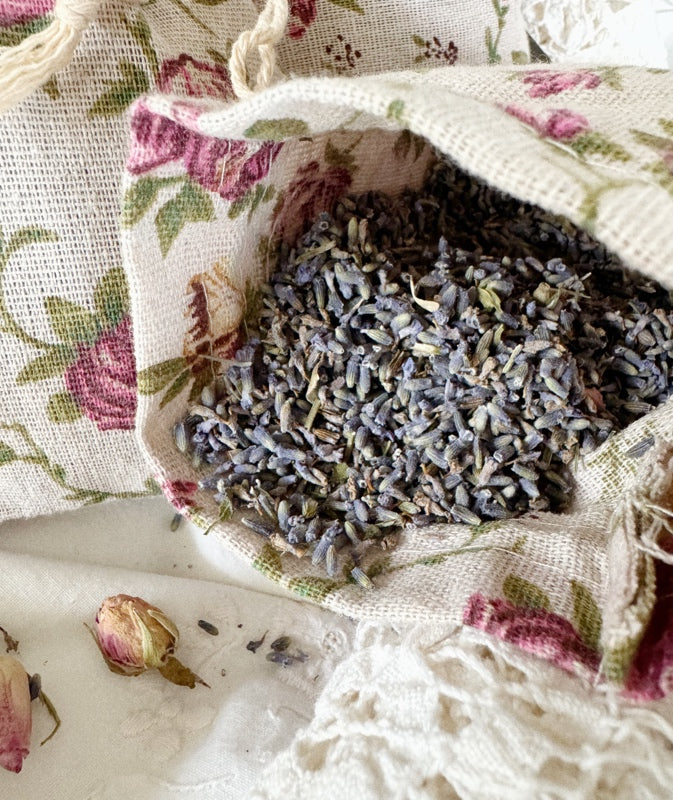 Organic Lavender Linen Sachets / Large “Rose”