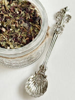 Load image into Gallery viewer, Organic lavender self care gift box with  organic herbal tea and ornate silver spoon
