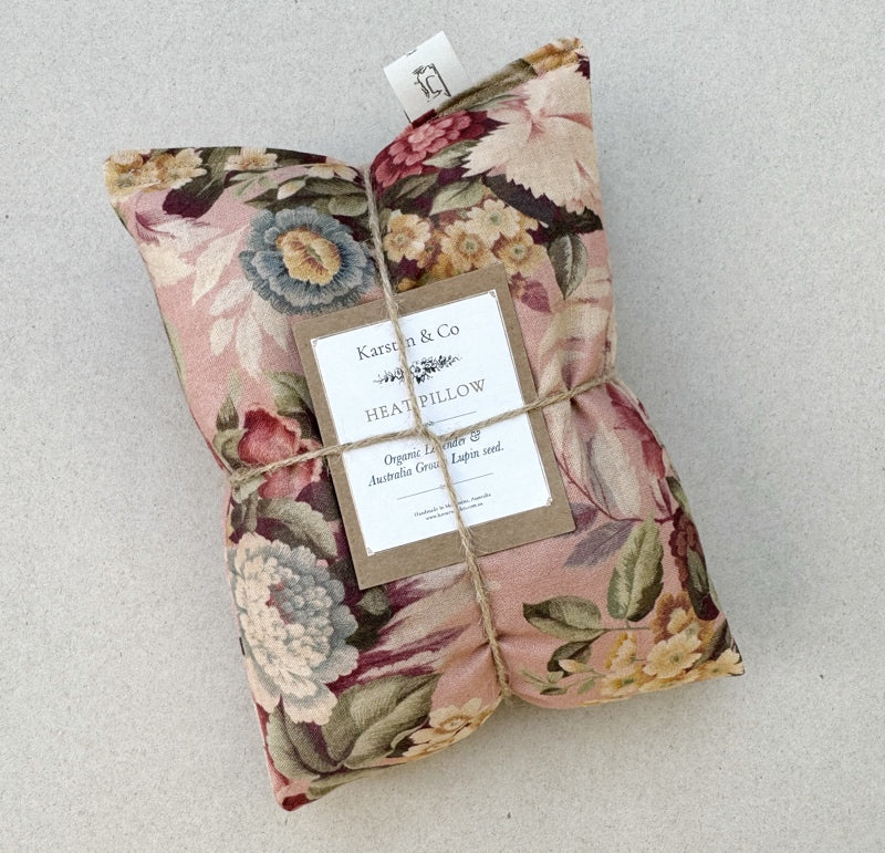 Organic Lavender & Lupin Heat Pack - Pillow “Antique Rose Bouquet”