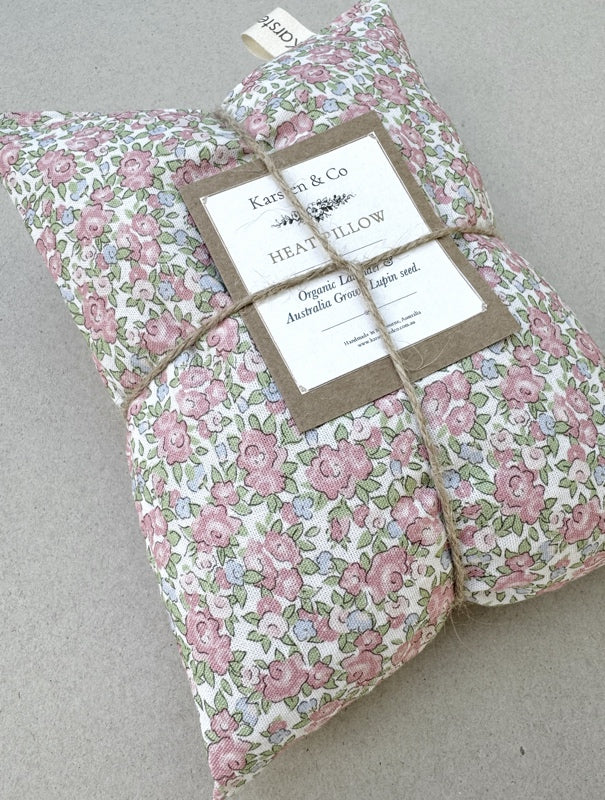 Organic Lavender & Lupin Heat Pack - Pillow “Pink Bramble Rose”