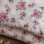 Load image into Gallery viewer, Lupin heat pillow - Floral fabric with pink roses and green leaves on a beige background

