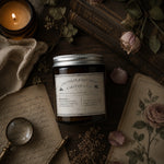 Load image into Gallery viewer, Pure essential oil candle on a wooden table with lit candle - Karsten &amp; Co. - hand poured in Australia

