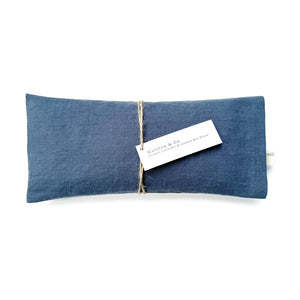 Organic Lavender Eye Pillow Natural Linen "Steel Blue"