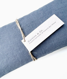 Organic Lavender Eye Pillow Natural Linen "Steel Blue"