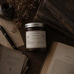 Load image into Gallery viewer, pure essential oil Jar candle with label on a wooden surface with books and inkwell - Karsten &amp; Co. Melbourne
